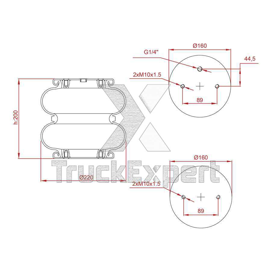 2 CONVOLUTED AIR SPRING