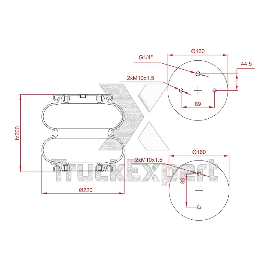 2 CONVOLUTED AIR SPRING