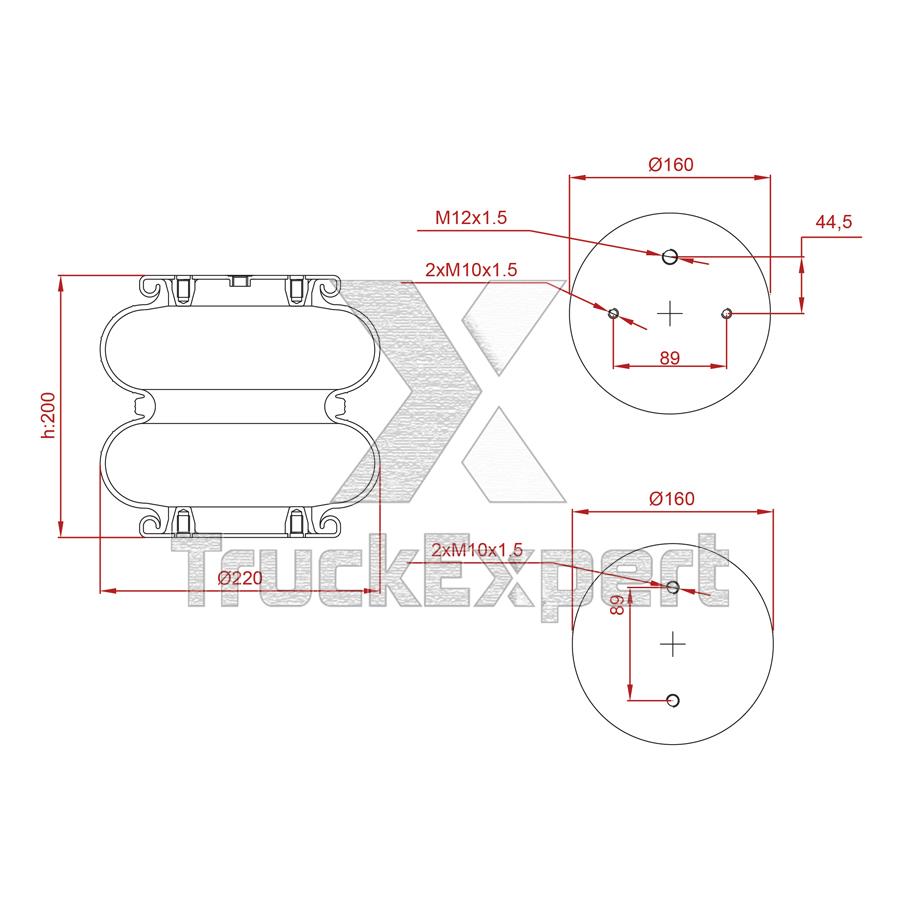 2 CONVOLUTED AIR SPRING