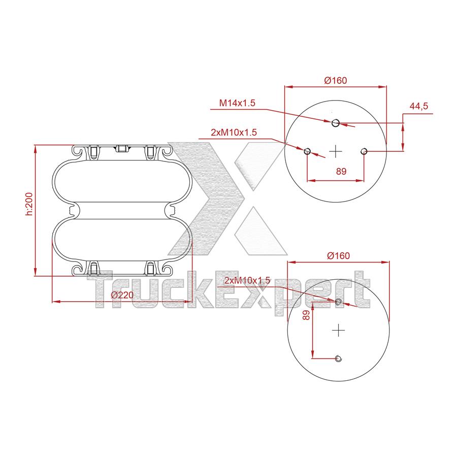 2 CONVOLUTED AIR SPRING