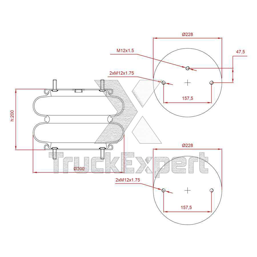 2 CONVOLUTED AIR SPRING