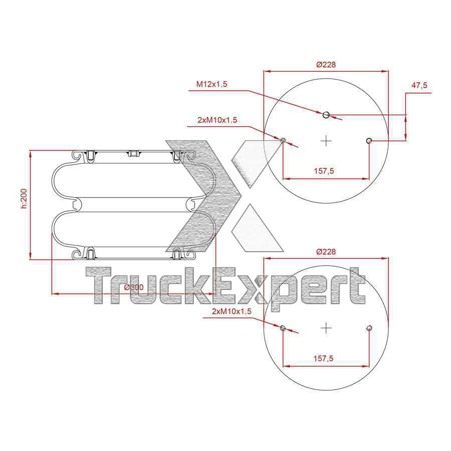 2 CONVOLUTED AIR SPRING E2D 300-01