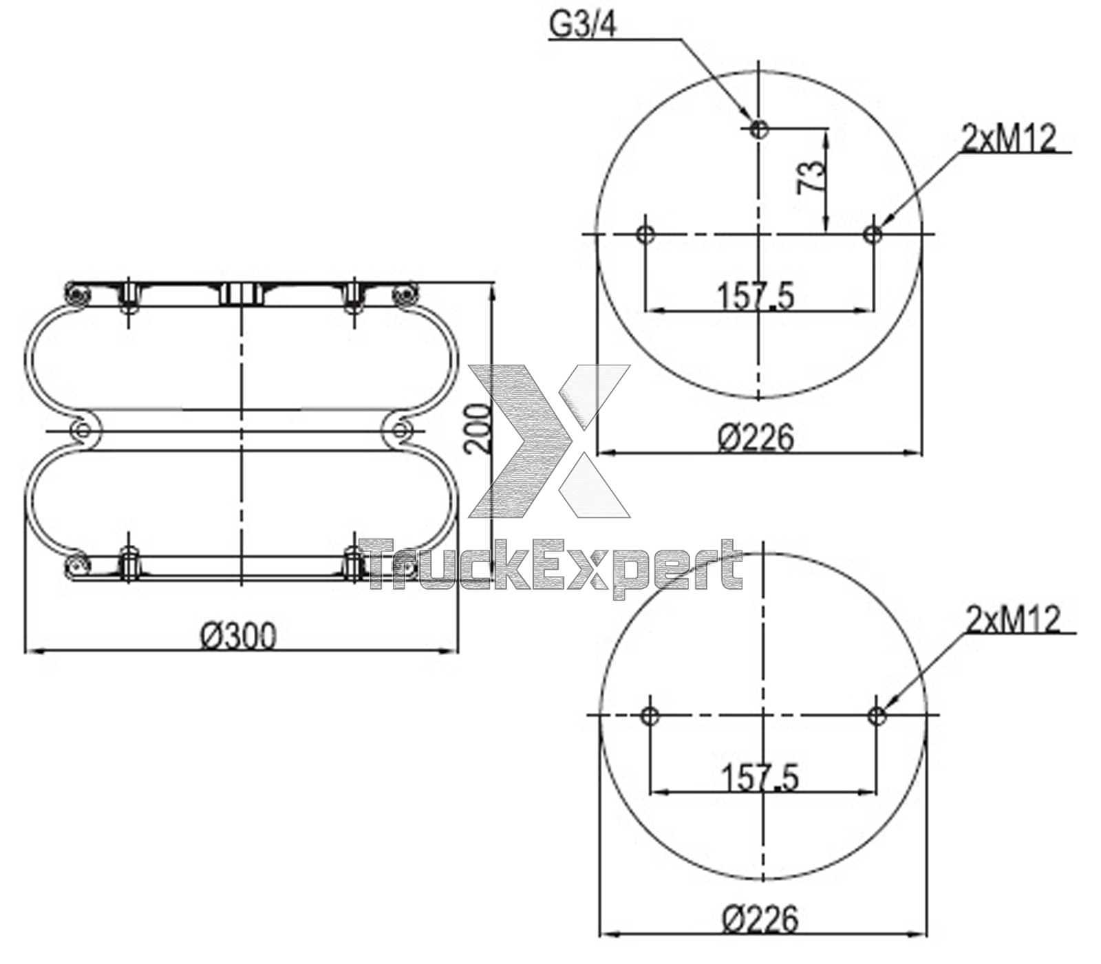 2 CONVOLUTED AIR SPRING