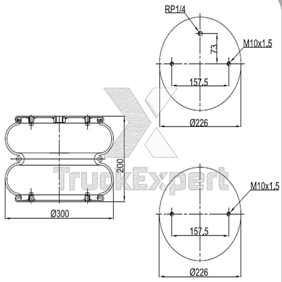 2 CONVOLUTED AIR SPRING