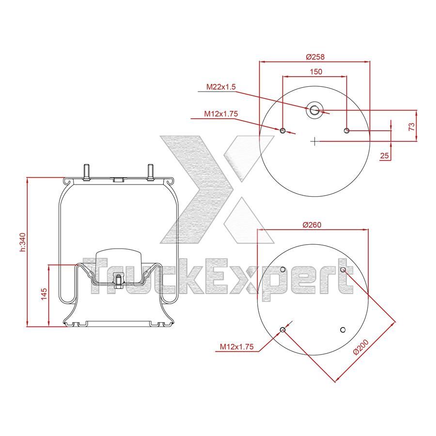 AIR SPRING WITH METAL PISTON - ED 14022-K - SUSPENSION - AIR
